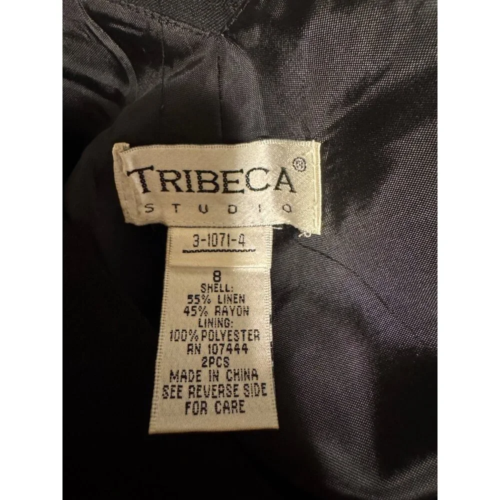 Tribeca Dress 8 Black Linen Blend A Line Sleeveless V Neck Classic
